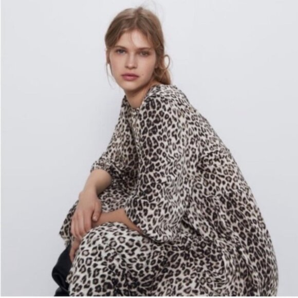 Zara Tiered Leopard Print Midi Dress - Picture 7 of 8